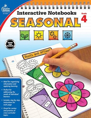 Carson Dellosa Seasonal Interactive Notebooks, Fall, Winter, Spring, and Summer