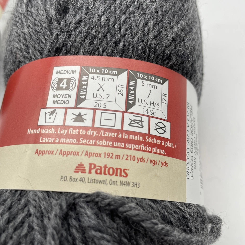 Lote De 2 Patones Clásicos 100% Lana Hilo 4 Capas 0025 Gris Oscuro Mezcla Mismo Tinte Lote Nuevo Foto 3 de 4