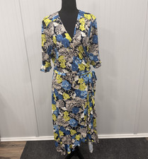 Cato Women's XL Multicolor Floral V-Neck Stretch Faux Wrap Tie-Waist Maxi Dress