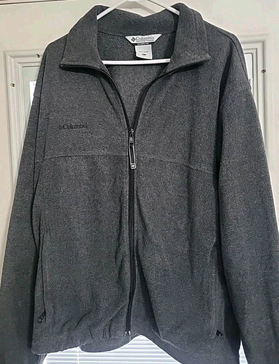 Mens Columbia Gray Full Zip Up Fleece Jacket Size Large