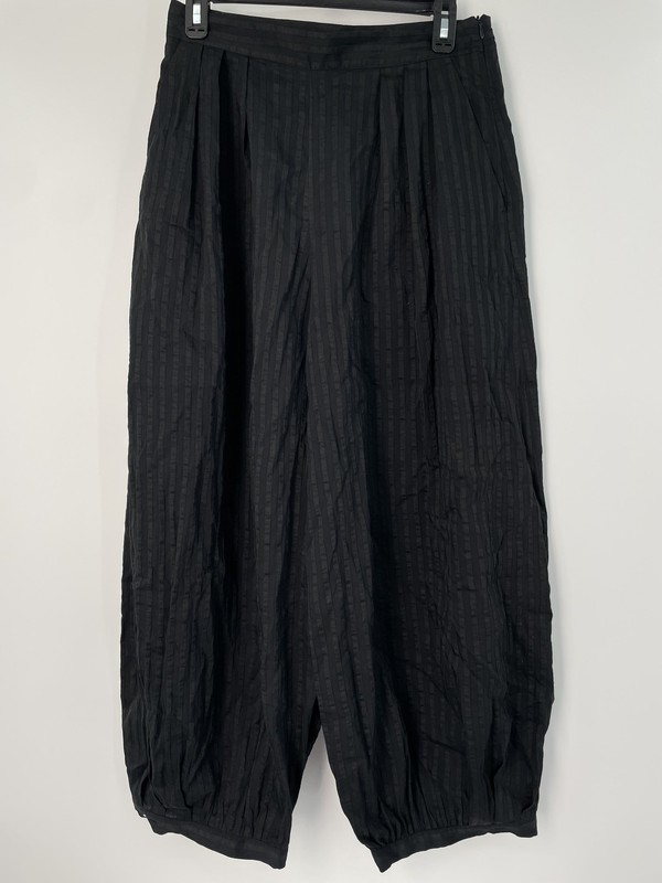 Massimo Dutti Womens Trousers Black Size 4 Cotton Striped Balloon Leg 2-Pocket