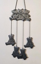 Vintage Baby Bears in Silver Hanging Windchime/ Nursery Mobile. By Spoontiques.