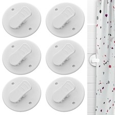 6 Pcs Shower Curtain Clips Self Adhesive Splash 2.2 Inches, White