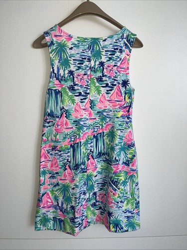 Lilly Pulitzer Women's Harper Stretch Shift Dress Multi Salt in The Air Medium - Picture 4 of 11