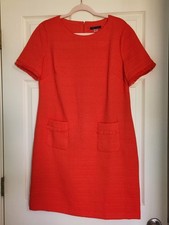 Tommy Hilfiger Womens Coral Tweed Fitted Short Sleeve Pockets Dress 12 NEW