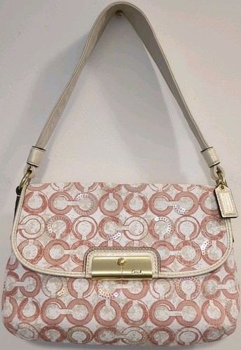 COACH KRISTIN Signature SEQUINS TOP HANDLE POUCH PURSE L1020-45088