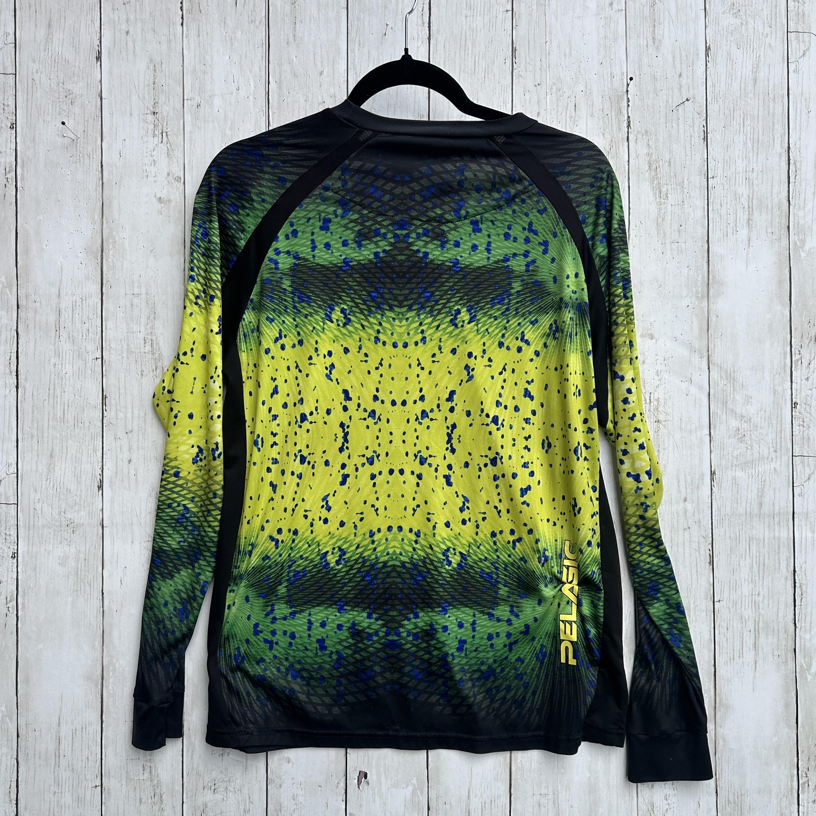Pelagic Shirt Mens Small Yellow Green Dorado Mahi Fishing Performance UPF