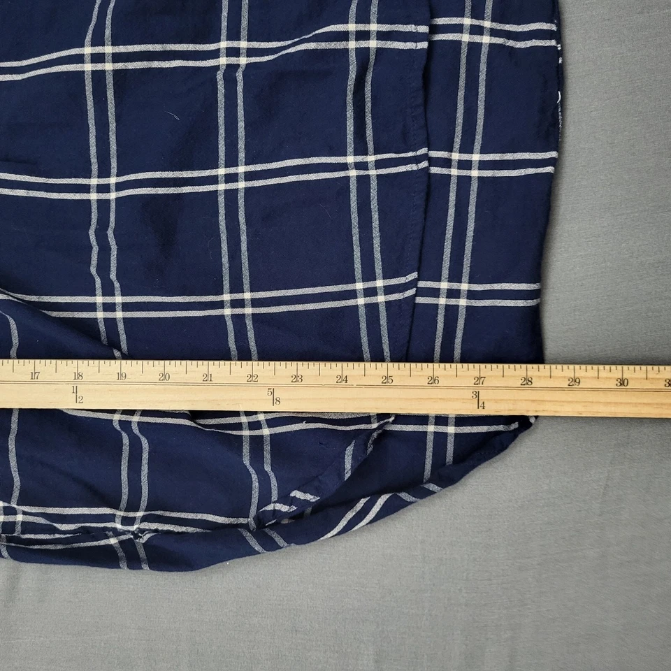 Nine West Blouse Womens Large L Long Roll Tab Sleeve Tunic Button Check Blue - Image 4 of 4