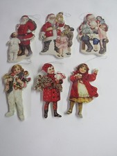 Bethany Lowe 6 Wooden Santa Children Christmas Dummy Board Ornaments RL9796