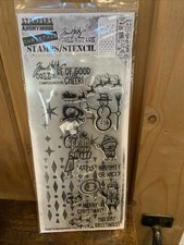 Tim Holtz Mixed Media Stamp And Stencil Set. THMM186