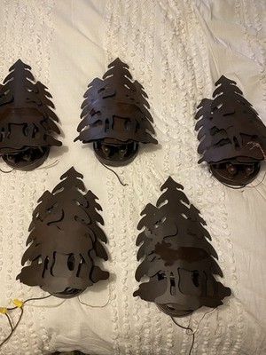 Rustic Lodge Wildlife Moose/pine Metal Sconces 