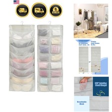 Closet Organizer 24 Pockets Hanging Storage Fabric Double Sided Space Saver