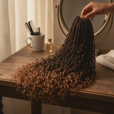 Natural Looking 18 Inch Crochet Box Braids with Curly Ends - 8 Packs in T1b/30