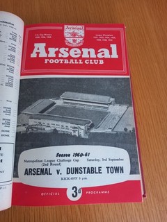 1960/61 OFFICIAL ARSENAL BOUND VOLUME OF ALL FIRST TEAM & RESERVE PROGRAMMES