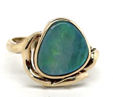 14k Yellow Gold Freeform Boulder Opal Bypass Ring Size 7 3/4 - 3.8 Grams