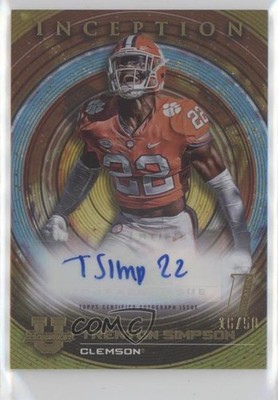 2022-23 Bowman Inception University Gold Foil V2 16/50 Trenton Simpson Auto 0sm1