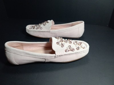 Isaac Mizrahi  Bage Suede Loafers Pink Rhinestone Detail Women's 6M