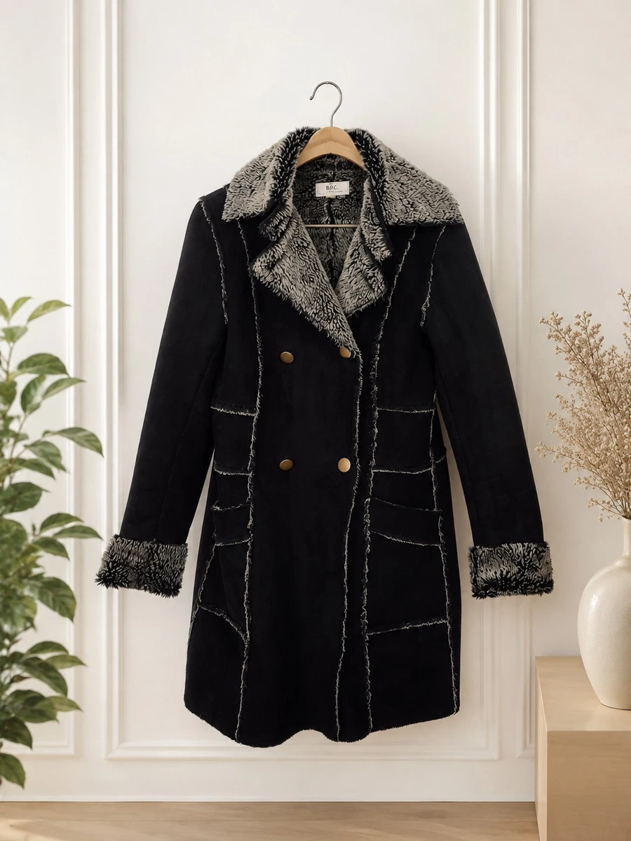 Faux Fur Outer Shell Black Trench Coats Coats, Jackets & Vests for