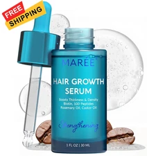 MAREE Hair Growth Serum - Caffeine Peptides Castor Rosemary Oil Strengthening 
