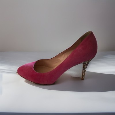Kate Spade Pumps Heels Pink Suede Sparkle Heel SZ 7B classy party shoes, holiday