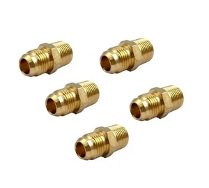 5Pcs 3/8" NPT x 3/8 Flare Tube Fittings,3/8 Flare to 3/8 Inch Male NPT Brass  - Picture 1 of 5