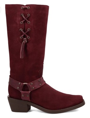 NEW DINGO BRONCO SUEDE HARNESS LEATHER BOOTS MEN 9 D WOMEN 11 WINE BURGUNDY