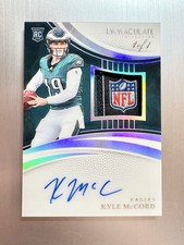 Kyle McCord 2025 Panini Immaculate Rookie Patch Auto Platinum NFL Shield 1/1 Rc