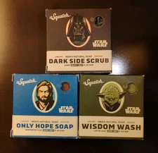 Lot Of 3 Squatch Men's Natural Soap - Star Wars Scented -Yoda ObiWan Darth Vader