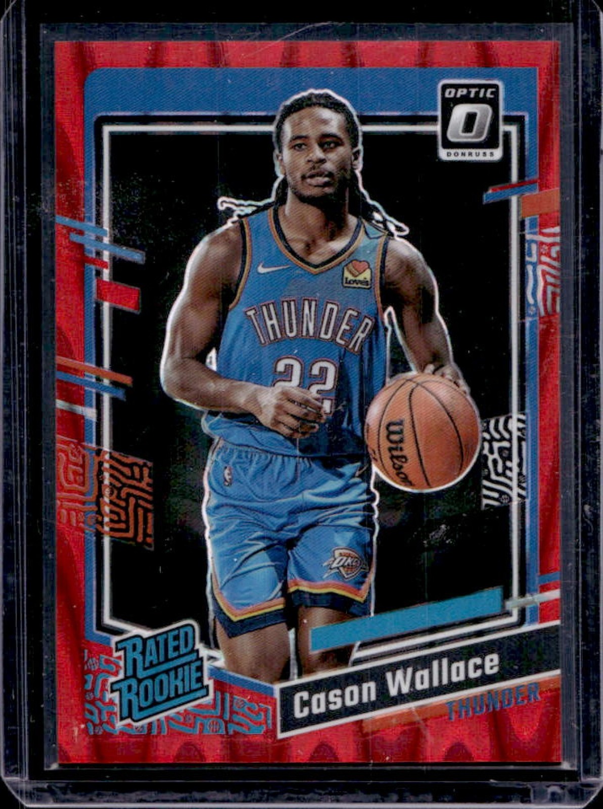2023-24 Donruss Optic Cason Wallace Red Seismic Prizm Rated Rookie #/130 Thunder