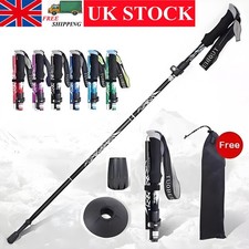 Collapsible 3-Section Antishock Trekking Walking Outdoor Hiking Stick Poles UK