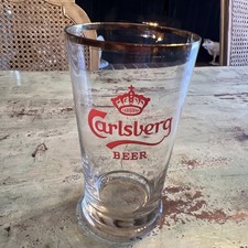 Vintage Carlsberg  Beer Glasses 16oz Pub Bar Pounder Glass 5 7/8" tall