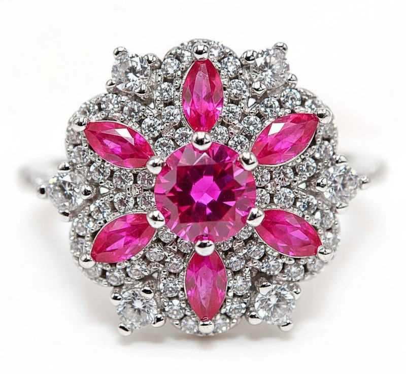 2CT Heat Treated Rubellite Tourmaline 925 Solid Sterling Silver Ring Sz 8