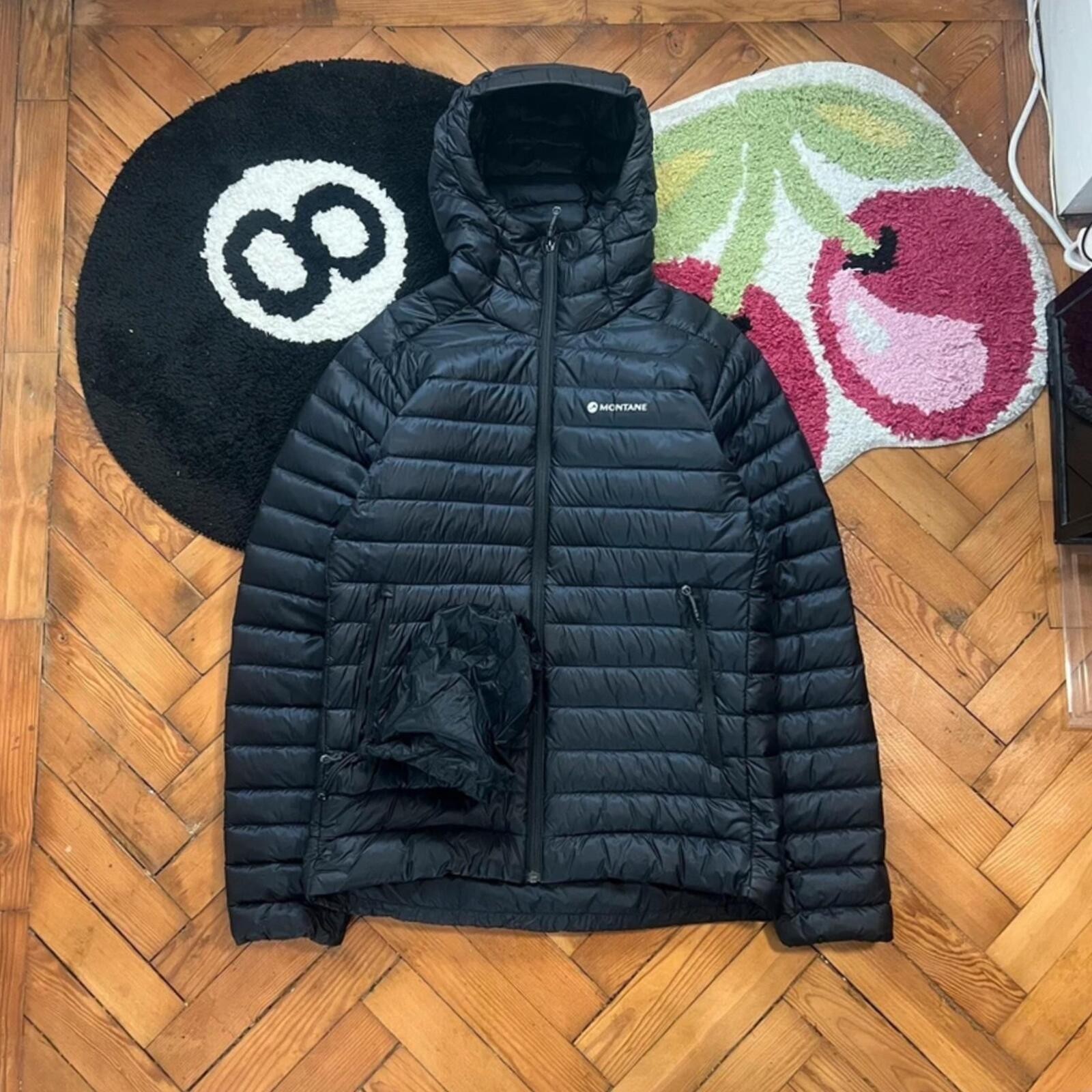 Montane Anti-Freeze Mens Down Jacket Black Hooded Puffer Pertex Quantum Small