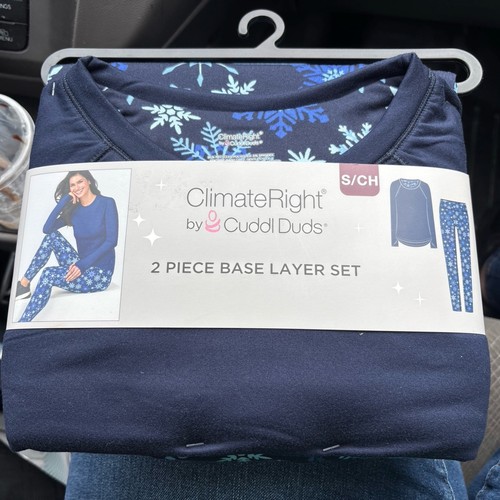 2-Piece ClimateRight by Cuddl Duds Women’s SmalBase Layer Top Legging Set • Blue - Picture 5 of 5