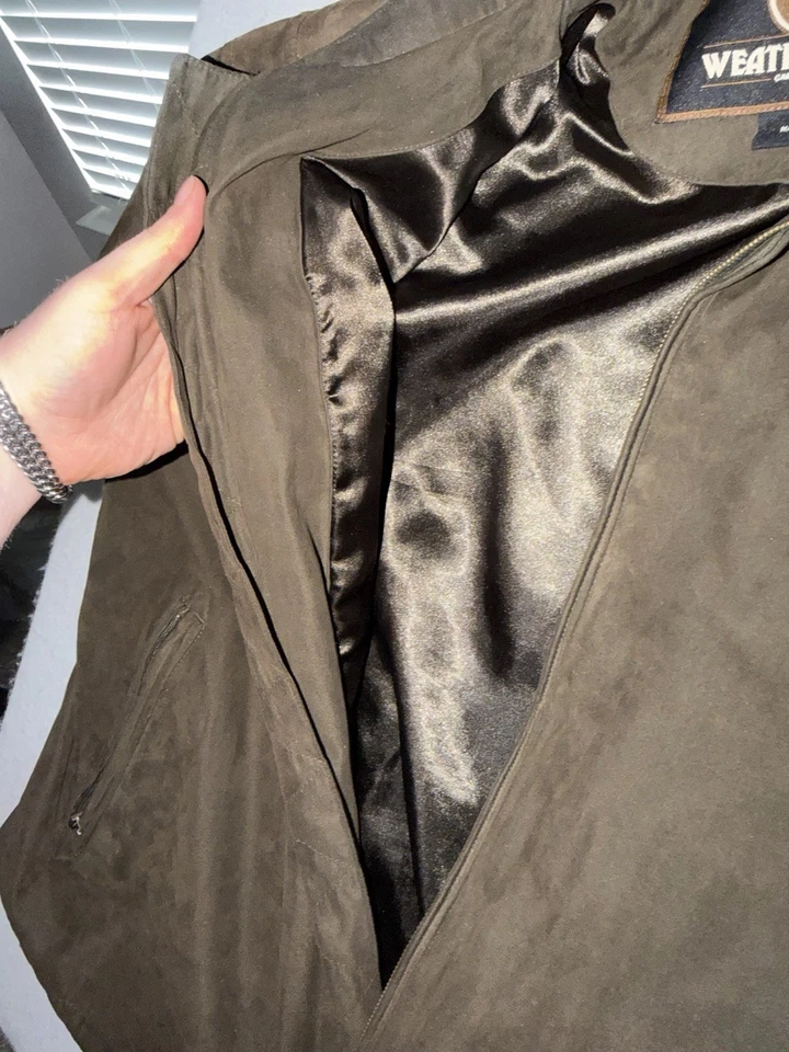 Weatherproof Men’s 3XL Brown Microsuede Bomber Jacket Zip Up CLEAN - Image 3 of 4