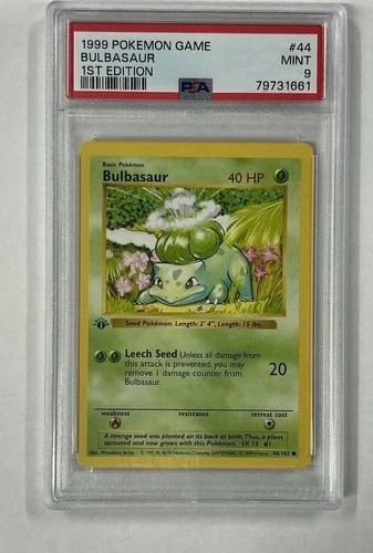 Bulbasaur 1999 Base Set 1st Edition PSA 9 44/102 Pokémon TCG Card