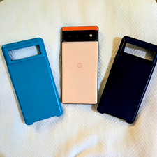Google Pixel 6 Kinda Coral Factory Unlocked w/ 2 Cases Blue/Purple Read OBO