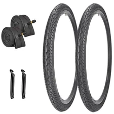 2 Pack 24x1.75 Bike Tires and Tubes (24x1.75, Black)