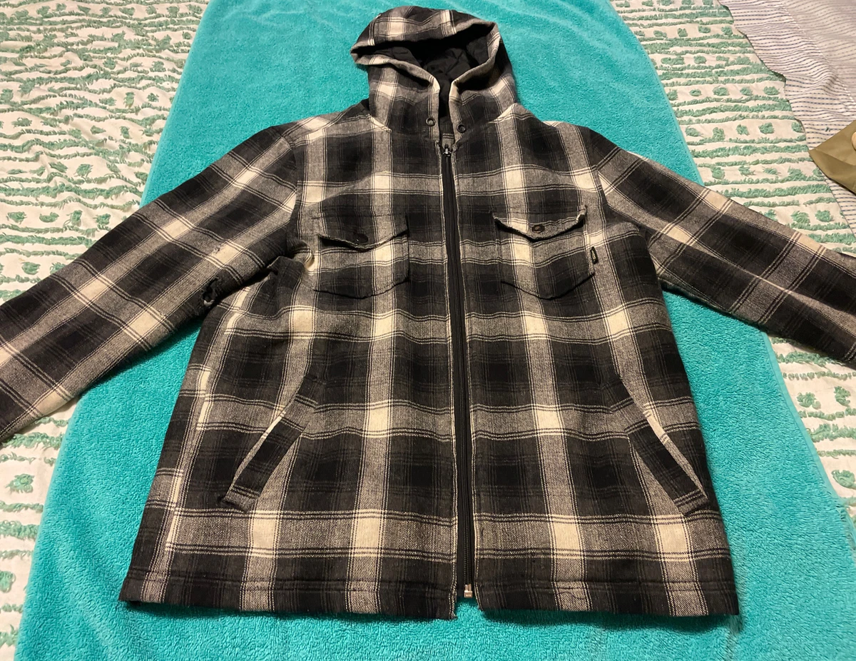 Vans Off The Wall Youths Long Sleeve Plaid Flannel Coat Hoodie Jacket Size Small
