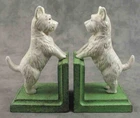 PAIR OF WHITE WEST HIGHLAND TERRIER Cast Iron HEAVY BOOKENDS Book Ends