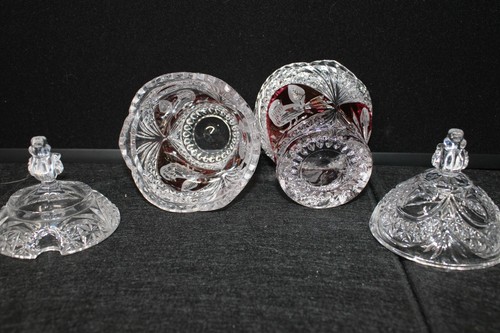 PAIR HOFBAUER Byrdes Collection Ruby Lead Crystal Sugar, Jam or Jelly Jar {9287} - Picture 5 of 5