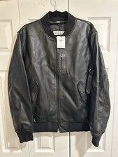 $995 MSRP Coach MA-1 Leather Bomber Jacket Bl...