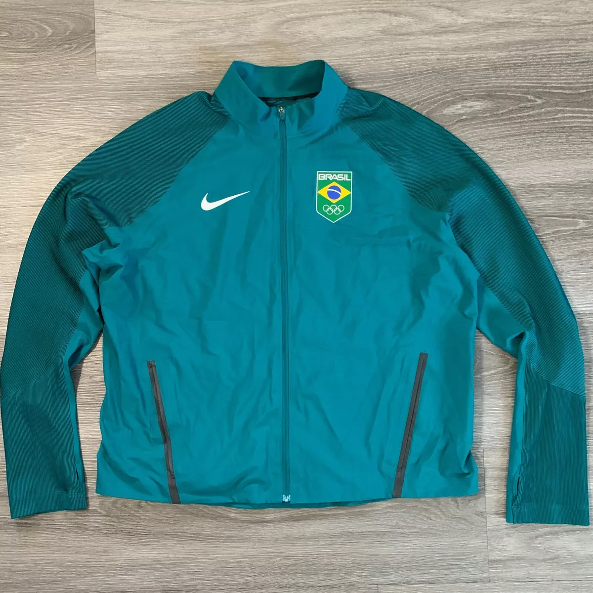 Nike Brazil Soccer Training Jacket Womens XL Teal Zip Up Football