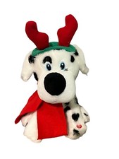 Gemmy Christmas Dalmatian Dog Plush Stuffed Animal 9" Spins Sings Jingle Bell
