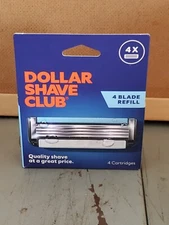 Dollar Shave Club 4 Blade Refill Cartridges, 4 Cartridges NIB