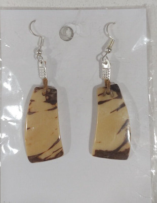 Beige and brown Tagua Nut Earrings, Vegetable Ivory , Eco Friendly, handcrafted 