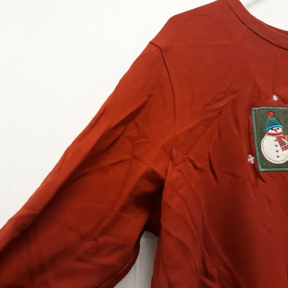 Holiday Editions Navidad Hombre Rojo Suéter 2X Muñecos de Nieve Cuello Redondo Manga Larga  Foto 4 de 4