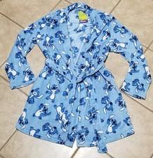 Disney Stitch Allover Print Blue Belted Robe Large 