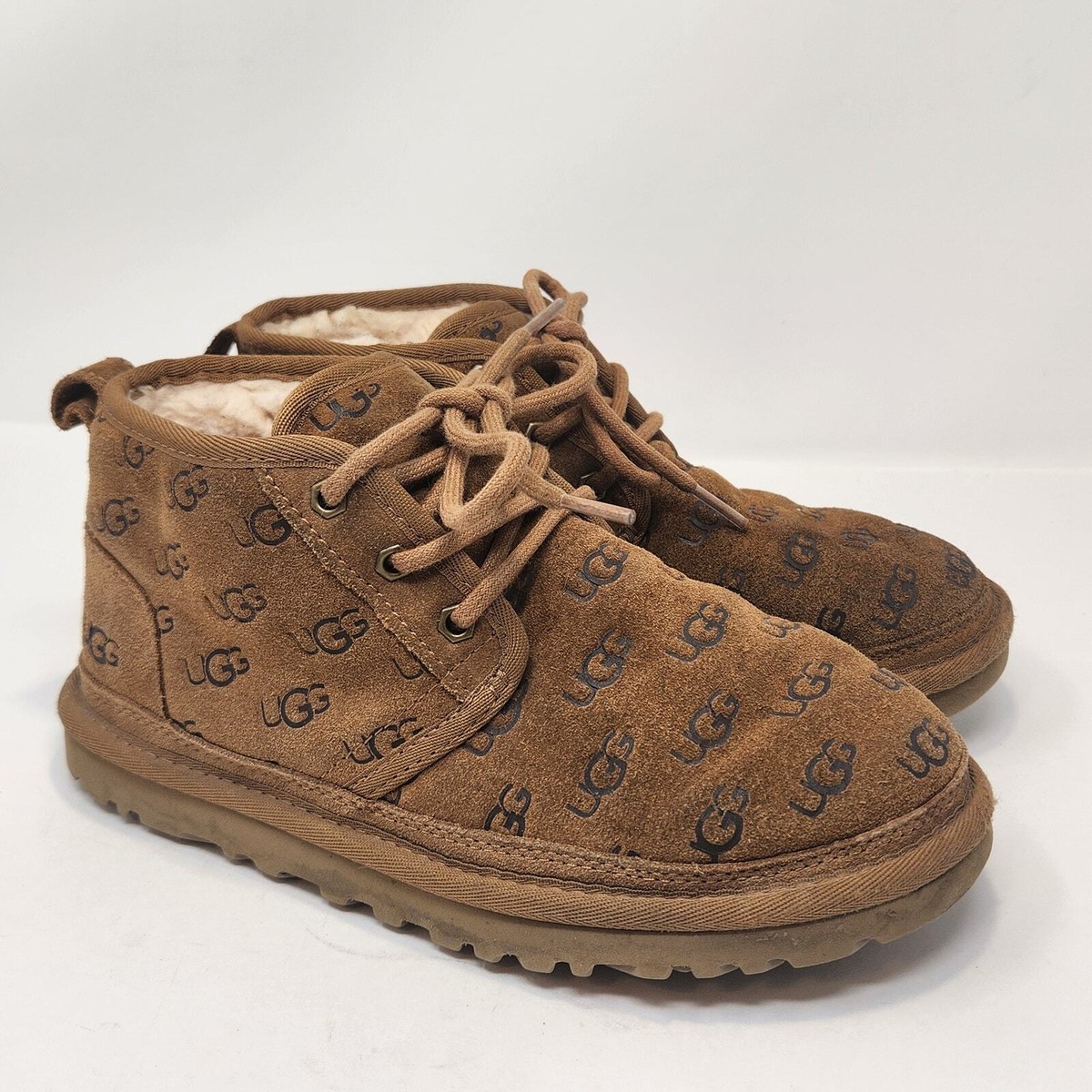 UGG Neumel Embossed All Over Logo Chukka Boots Women Size 6