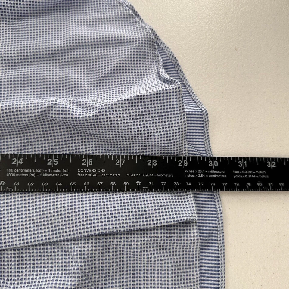 Egara Mens Non-Iron Slim Fit Dress Shirt XL Blue Check Cotton Preppy Travel b - Image 4 of 4